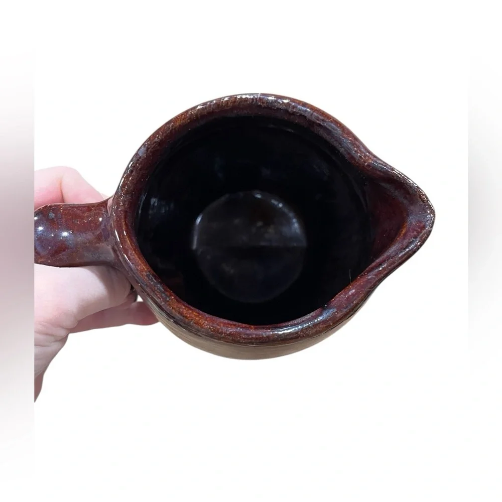 Vintage 70’s three tone earthen stoneware milk pitcher/vase -Zanesville (?)